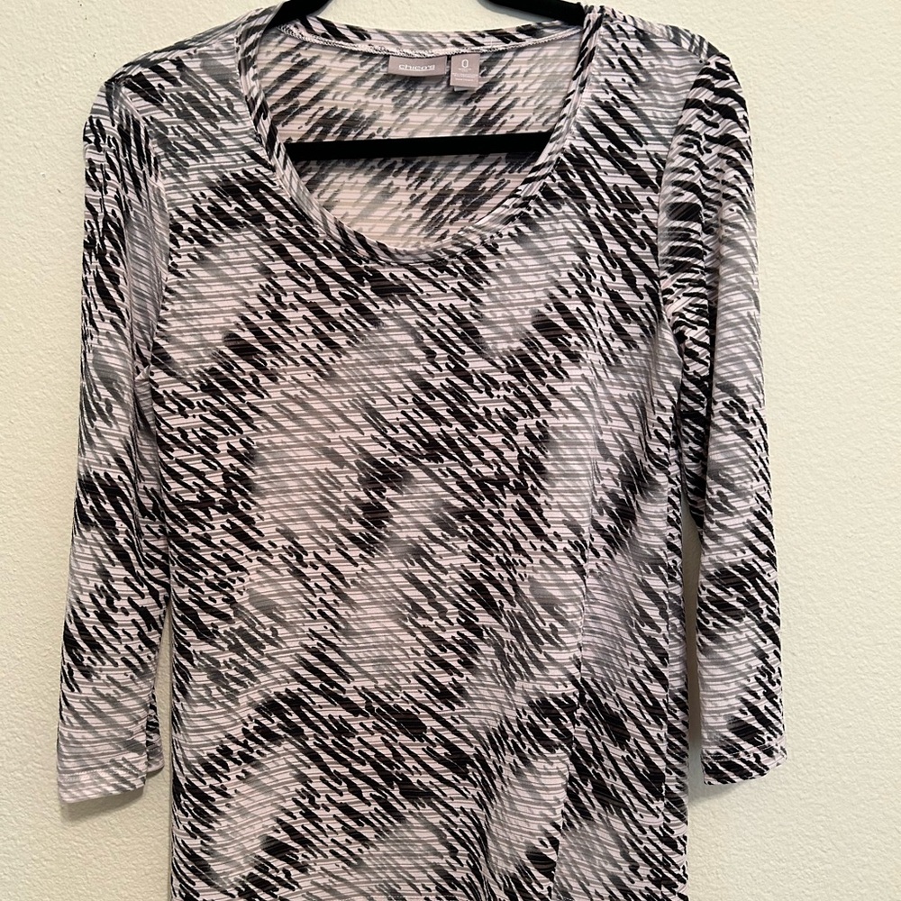 Chicos Patterned Black and White Women's Top